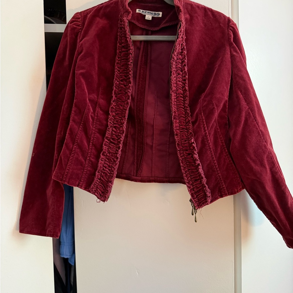 Express Women's Burgundy Velvet Blazer